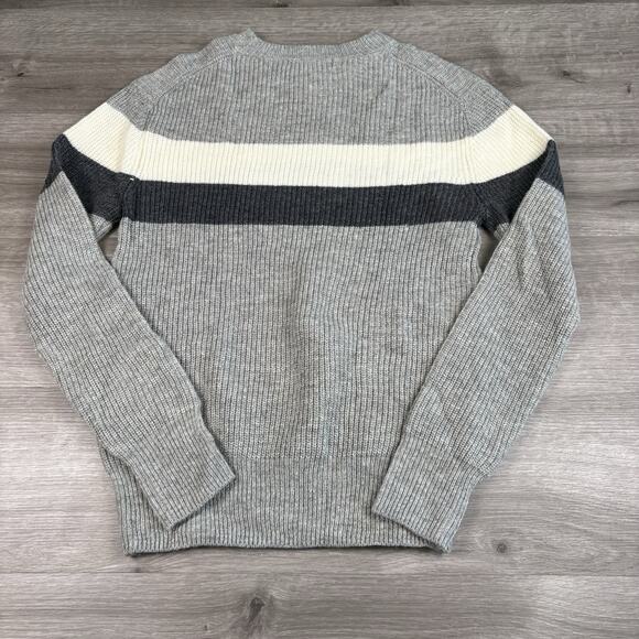 Slate and Stone Men's Size Small Gray Striped Wool Blend Pullover Sweater - Picture 14 of 15